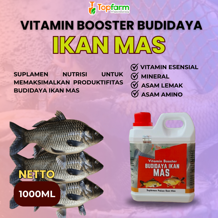 Vitamin Budidaya Ikan Mas 1LITER/ Vitamin Ikan Mas/ Vitamin Ternak Ikan Mas/ Vitamin Ikan Mas Cepat 