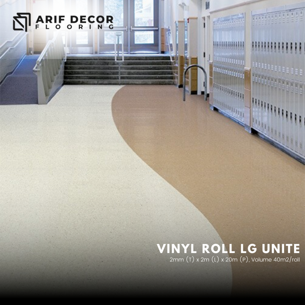 Vinyl Roll LG UNITE LX Hausys motif terrazzo tebal 2mm vinyl rumah sakit medis anti bakteri