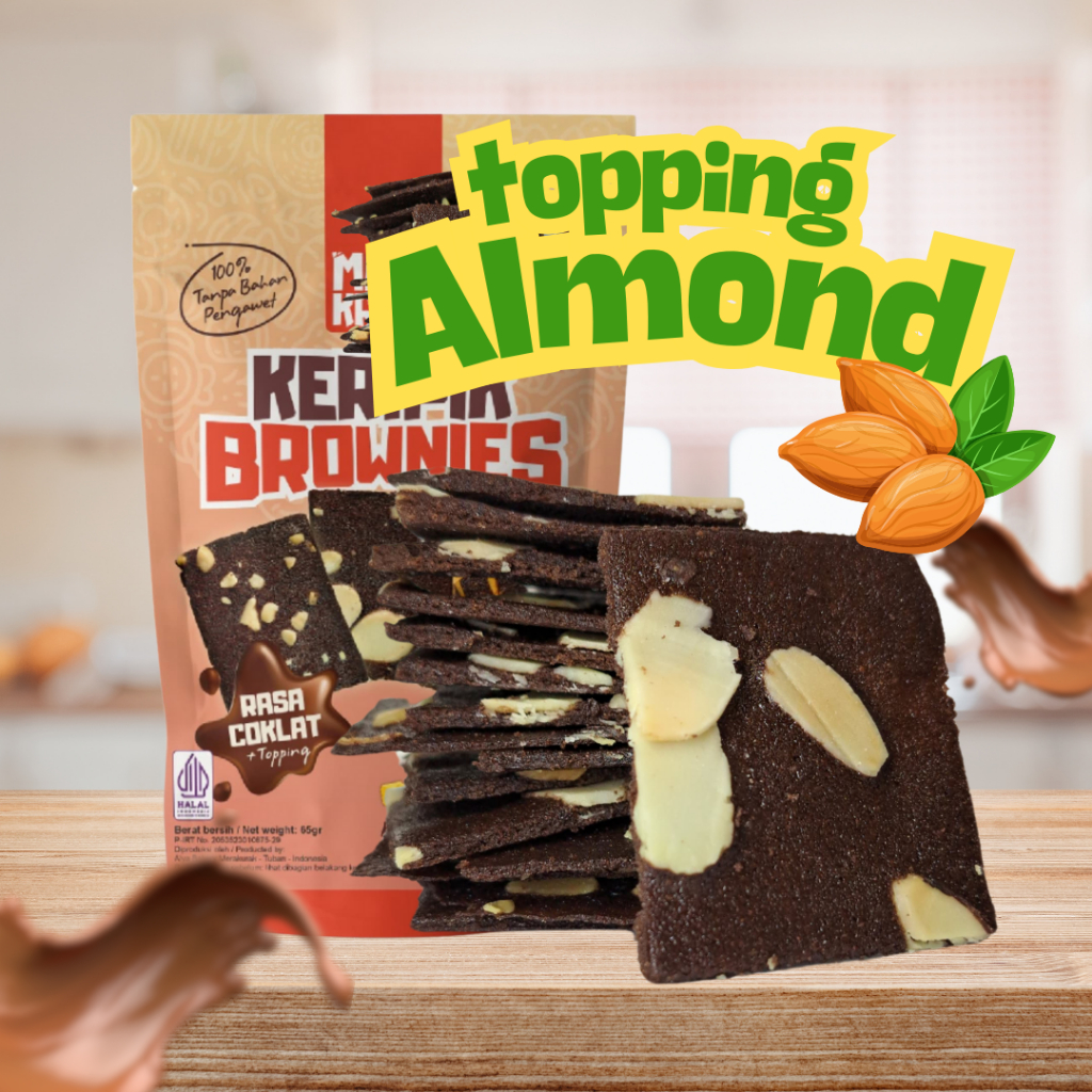 

MakKres! Keripik Bronis Brownies Chips Crispy Coklat 65gr - Topping Almond