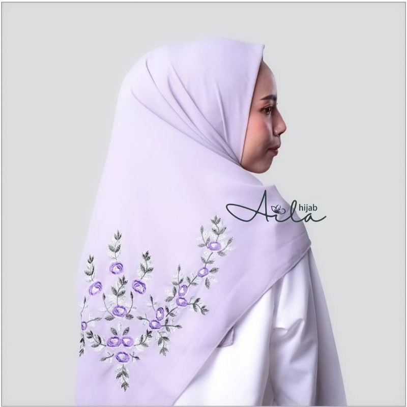 Aila hijab Anjani Kerudung Segi Empat Bordir Ceruty Premium