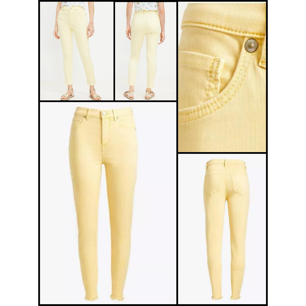 Celana LOFT Curvy Frayed High Rise Skinny Jeans