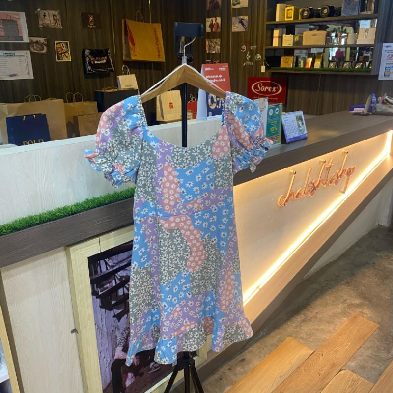 colorbox dress full color puff dress midi dress