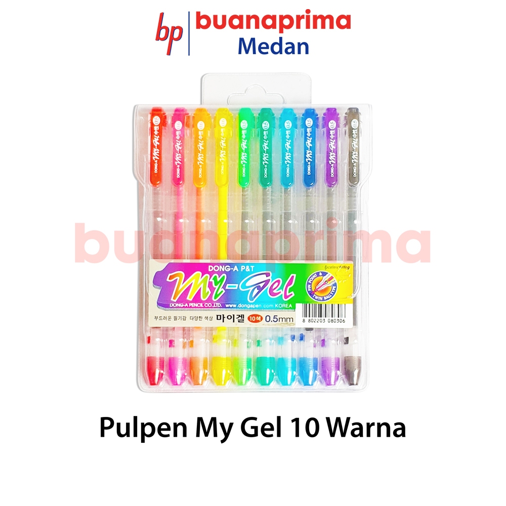 

Pulpen SET MY GEL 10 WARNA Tip 0.5 mm Pen Set Warna Warni Dong-A