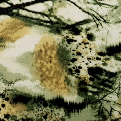 Stretch Tulle Motif Foggy Tree Olive