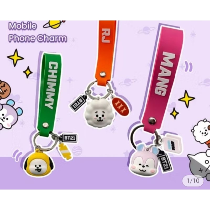 OFFICIAL KEYCHAIN PHONE CHARM MINISO BT21