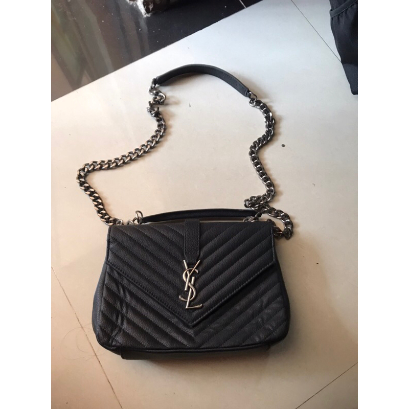 YSL Saint Laurent Chain Bag Shoulder Medium Black leather Authentic