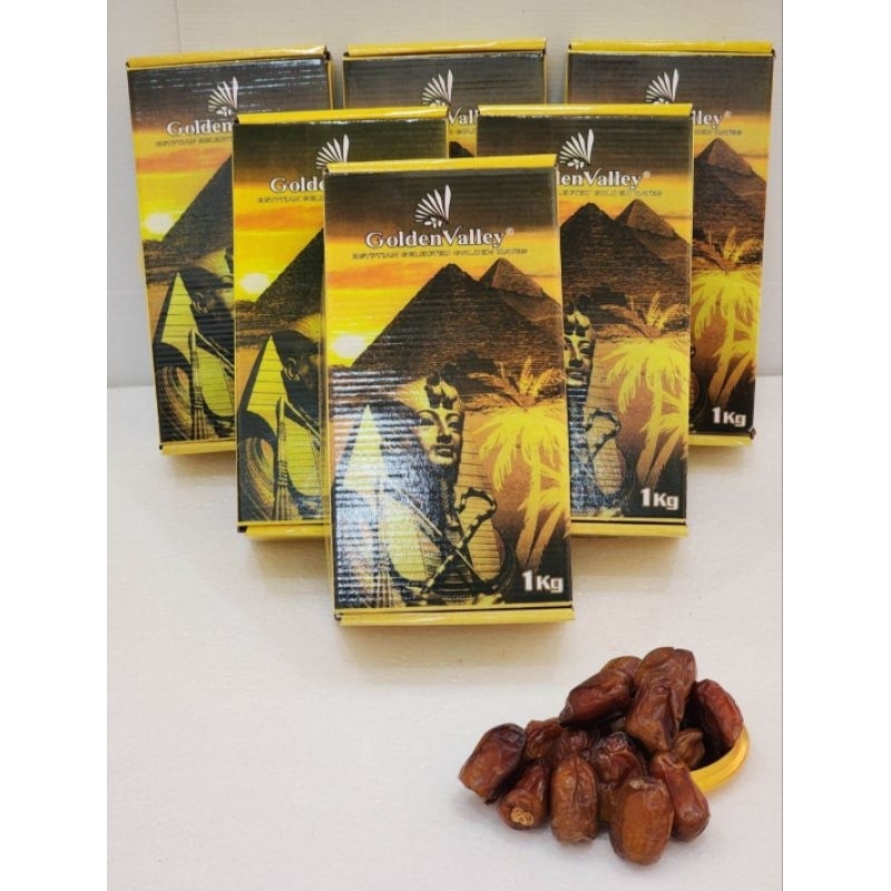 

Kurma golden valley kemasan kardus 1kg kurma madu Mesir super jomboo