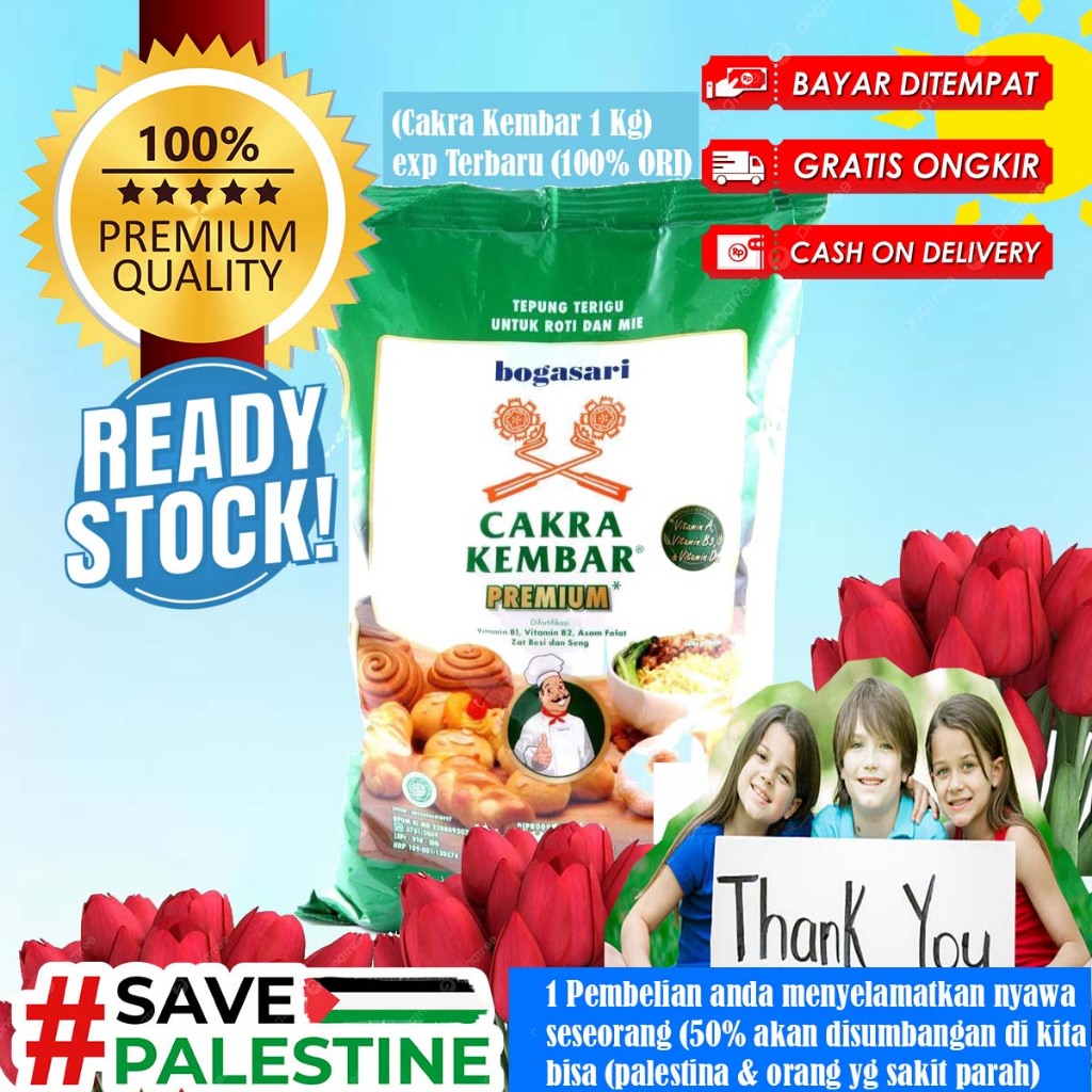 

Tepung Terigu Cakra Kembar Premium 1kg - Tepung Prorein Tinggi Cakra Kembar Premium 1 Kg