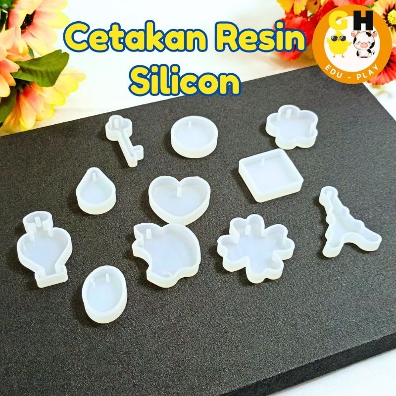 DIY Cetakan Silikon Resin Gantungan Kunci Key Resin Mold Kecil Motif Random
