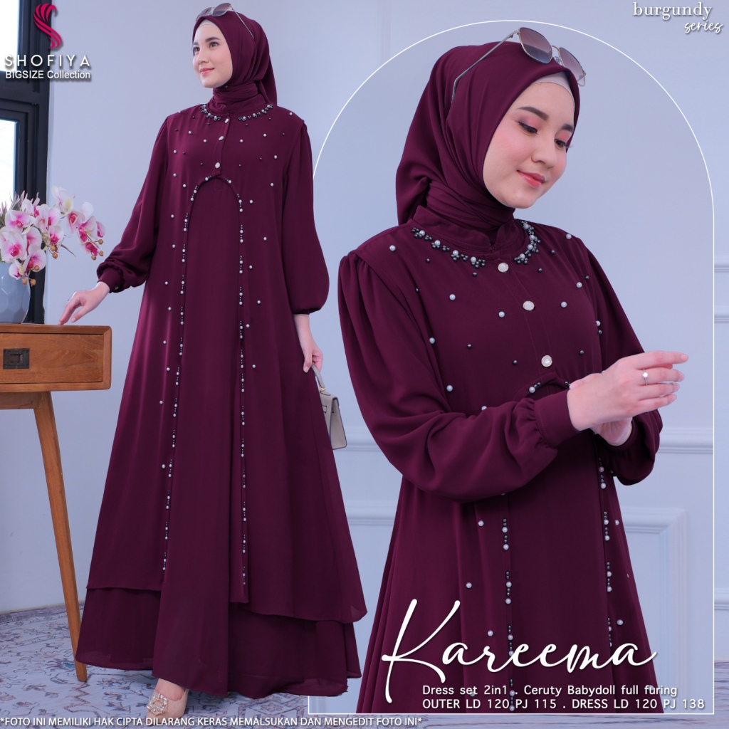 KAREEMA MALINI EMMA NAINA SET HIJAB MIRANA KASHARA ALIKA DRESS BY SHOFIYA BIGSIZE  MAXY MAXI gamis m