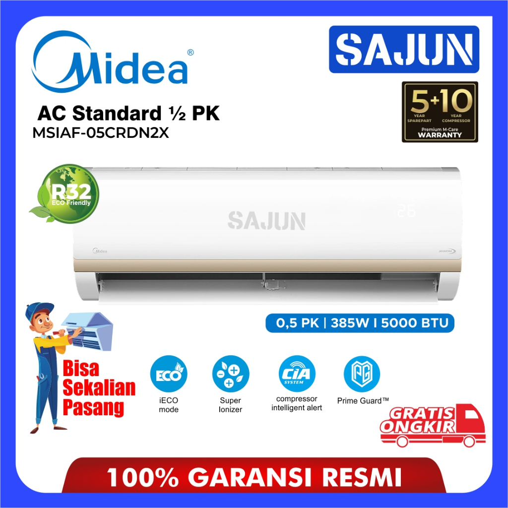Midea AC Inverter 1/2 PK MSIAF-05CRDN2X / 0.5 PK MSIAF-05CRDN2 R32