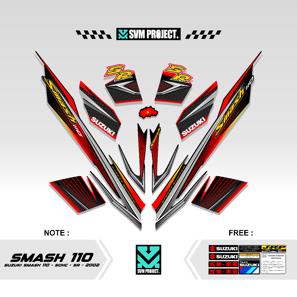 STRIPING SUZUKI SMASH 110 SR MOTIF X2 STICKER SMASH 110 2007 2008 STIKER LIST MOTOR SMASH STANDAR