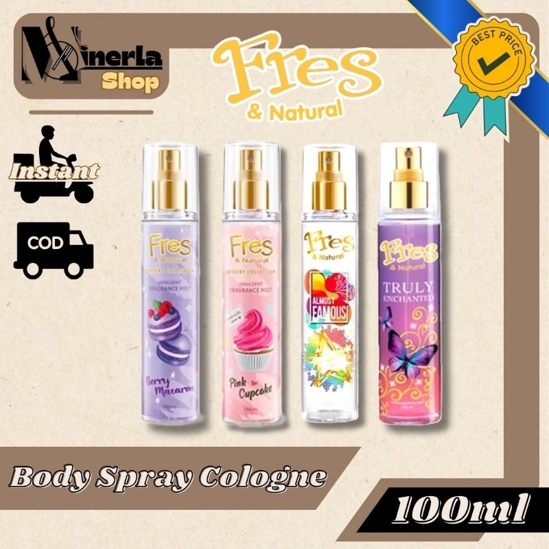 Fres & Natural Parfum Body Spray Cologne 100ml Berry Macaron/ Pink Cupcake/ Almost Famous/ Truly Enc