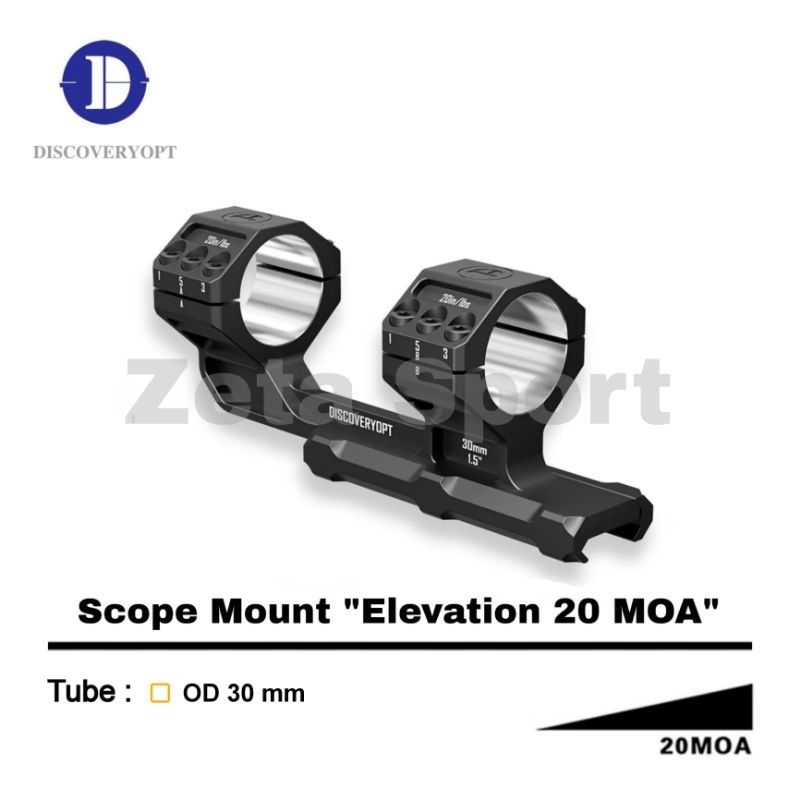 Cantilever 3 Screw Mounting One Piece Discovery OD 30 mm 20 MOA Original 100% | Telescope Mount Kemi