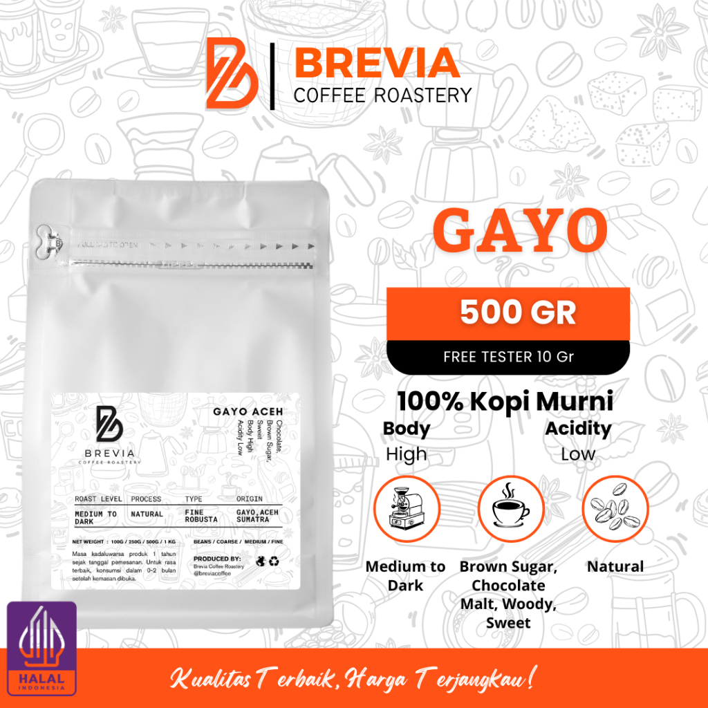 

Kopi Robusta Gayo Aceh Bubuk Murni Biji Premium 500 gram - Coffee Beans Robusta Single Origin Espresso