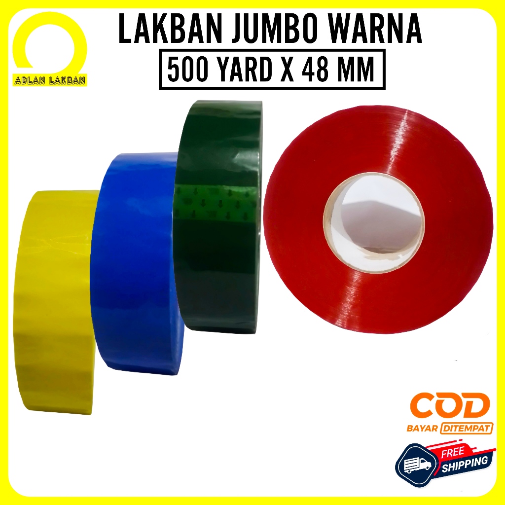 

Lakban Warna Warni Besar 500 Yard x 48mm / Lakban Jumbo Warna 2 Inch x 500 M