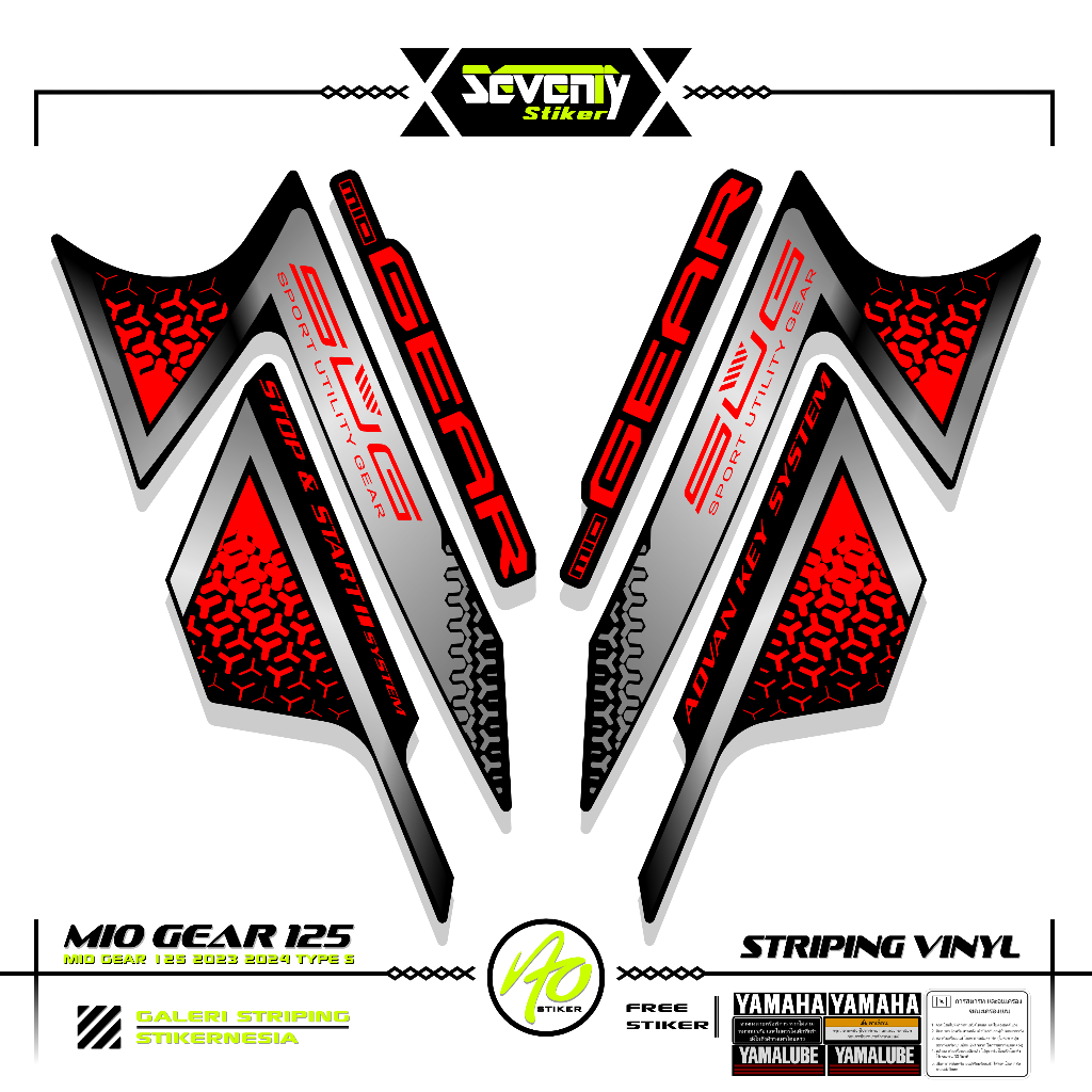 STRIPING YAMAHA GEAR 125 TYPE S MOTIF 1 STICKER GEAR 125 2023 2024 STIKER LIST MOTOR GEAR STANDAR