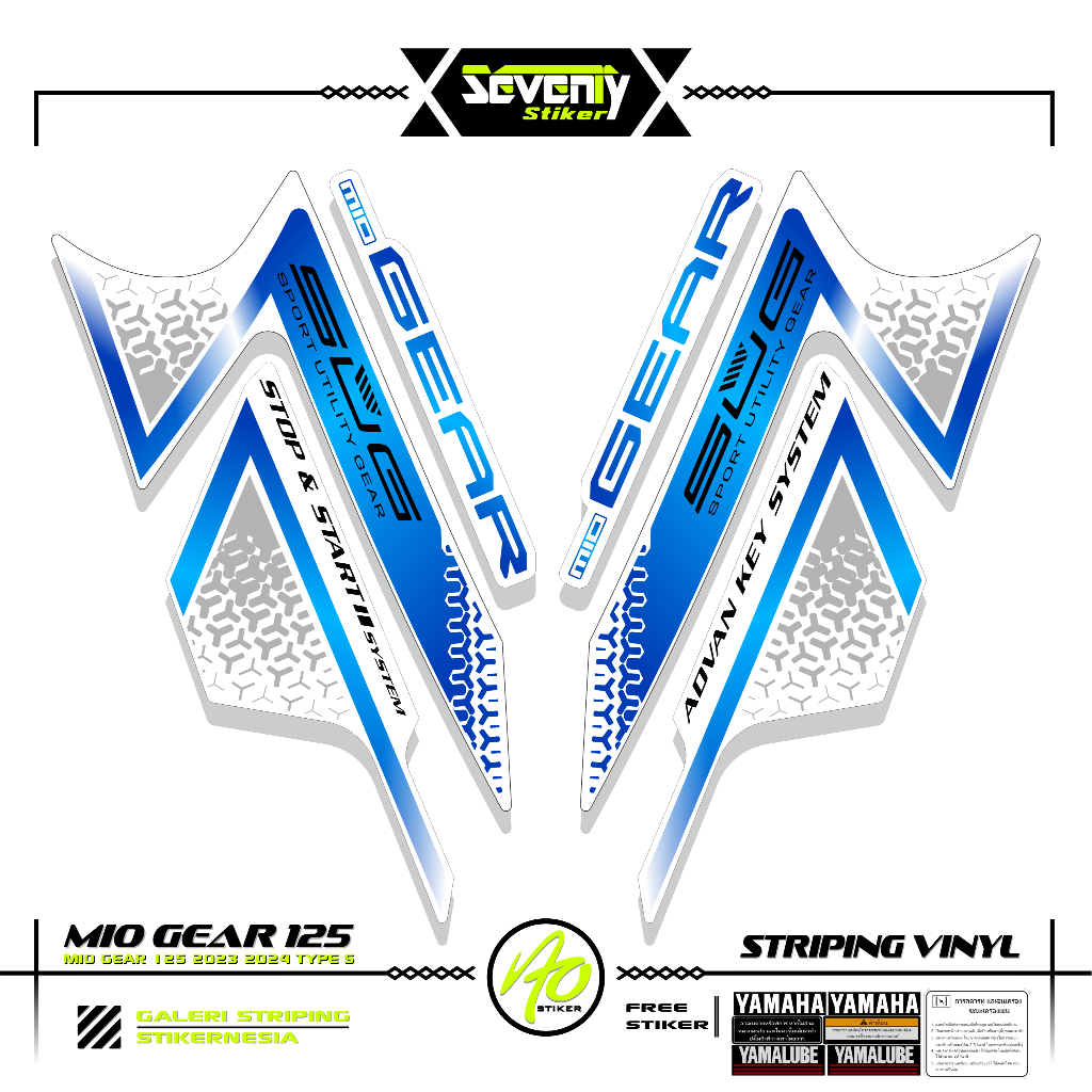 STRIPING YAMAHA GEAR 125 TYPE S MOTIF 3 STICKER GEAR 125 2023 2024 STIKER LIST MOTOR GEAR STANDAR
