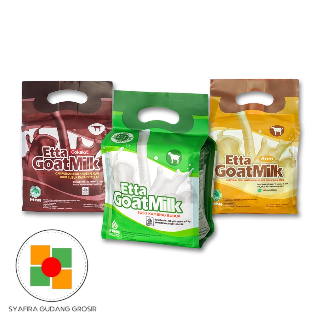 

HNI Etta Goat Milk 10 sachet Susu Kambing Bubuk Original, Aren, Cokelat