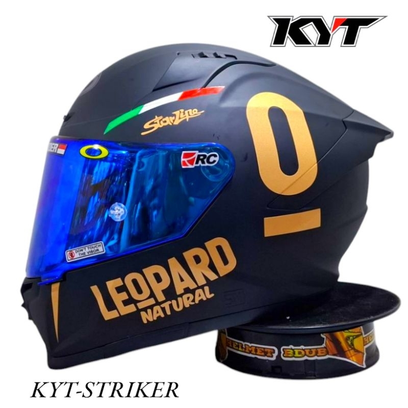 Helm KYT striker Black dof Leopard paket ganteng Original KYT