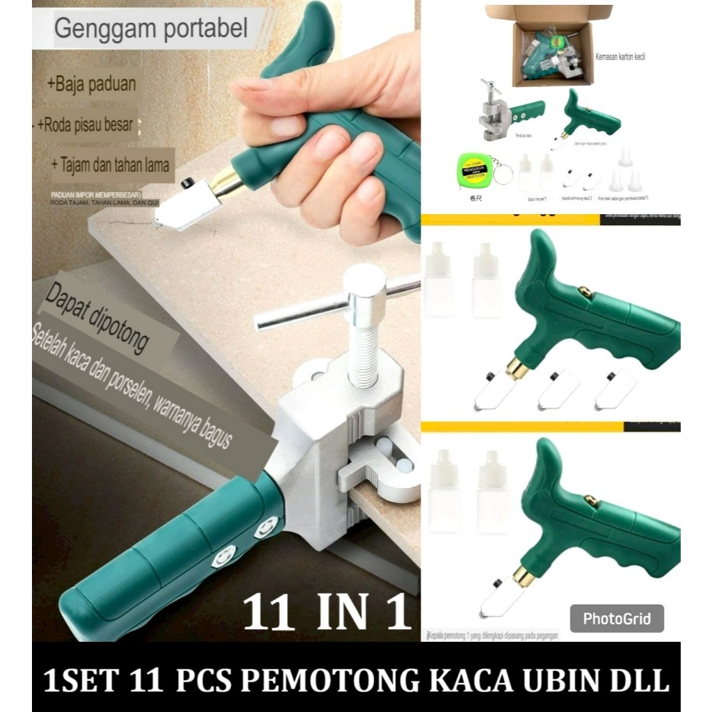 11in1 set 11 pcs pemotong kaca buat putar serbaguna multifungsi mata pisau ubin marmer marmar batu g