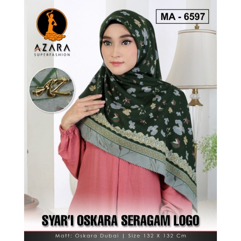 hijap segi empat syar'i size 130×130 oskara motif metal logo by azara