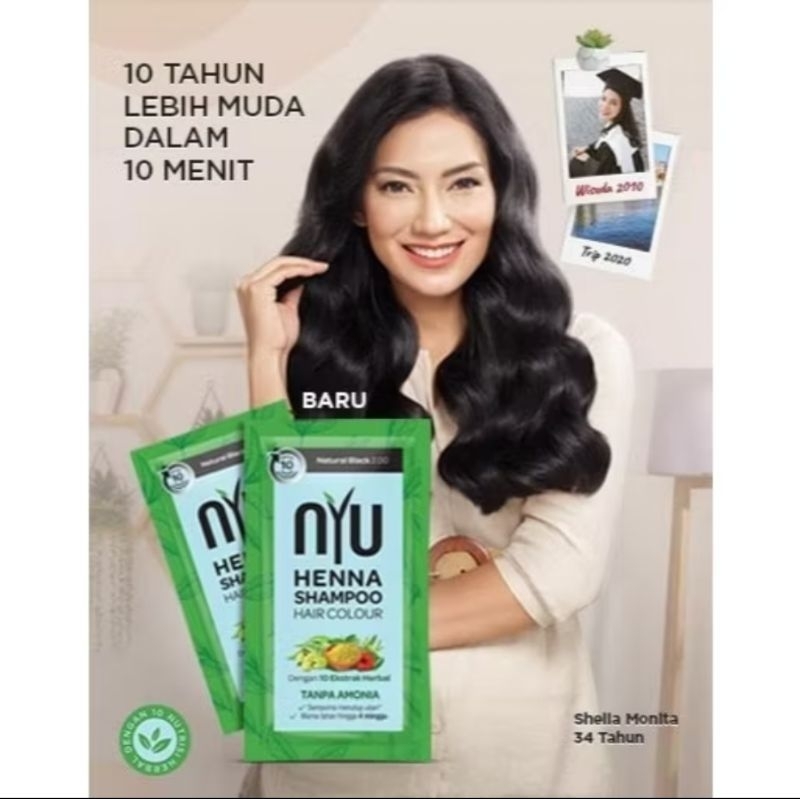 Afnansa️ NYU Henna Shampoo Hair Colour Sachet  ~ Shampoo Pewarna Rambut NYU
