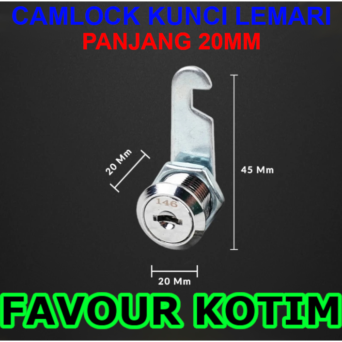 

KUNCI LEMARI LACI DRAWER CAMLOCK 20MM FVKOTIM