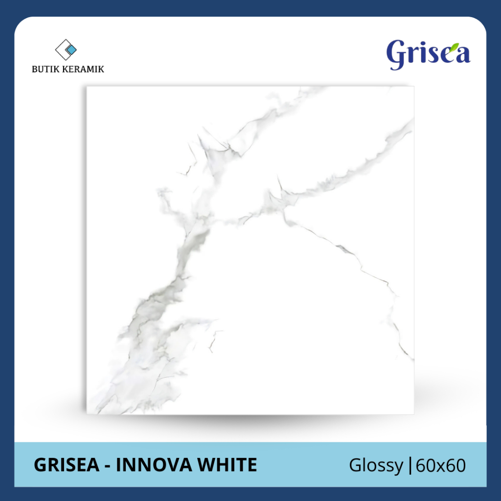 Granit 60x60 Glossy | Grisea | Innova White | Glossy | Grade A| Granit Lantai Indoor | Lantai Rumah 