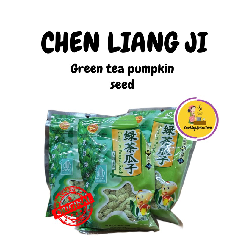 

Green Tea Pumpkin Seeds kuaci labu rasa teh hijau Chen Liang Ji 250gr