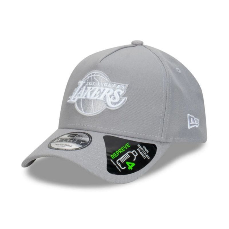 Topi New Era Cap Los Angeles Lakers Cloud Gray Repreve Type A Frame 9Forty Adjustable Original
