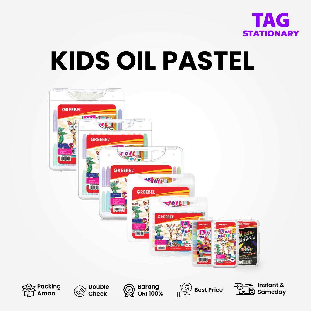 

GREEBEL Crayon Krayon Kids / Kids Oil Pastel 12/18/24/36/48/55 Warna / Crayon Greebel / Alat Mewarnai Menggambar
