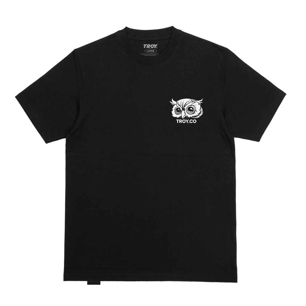 Troy Company Tshirt Black Testa Owl - Kaos Pria Lengan Pendek Hitam MT 2750