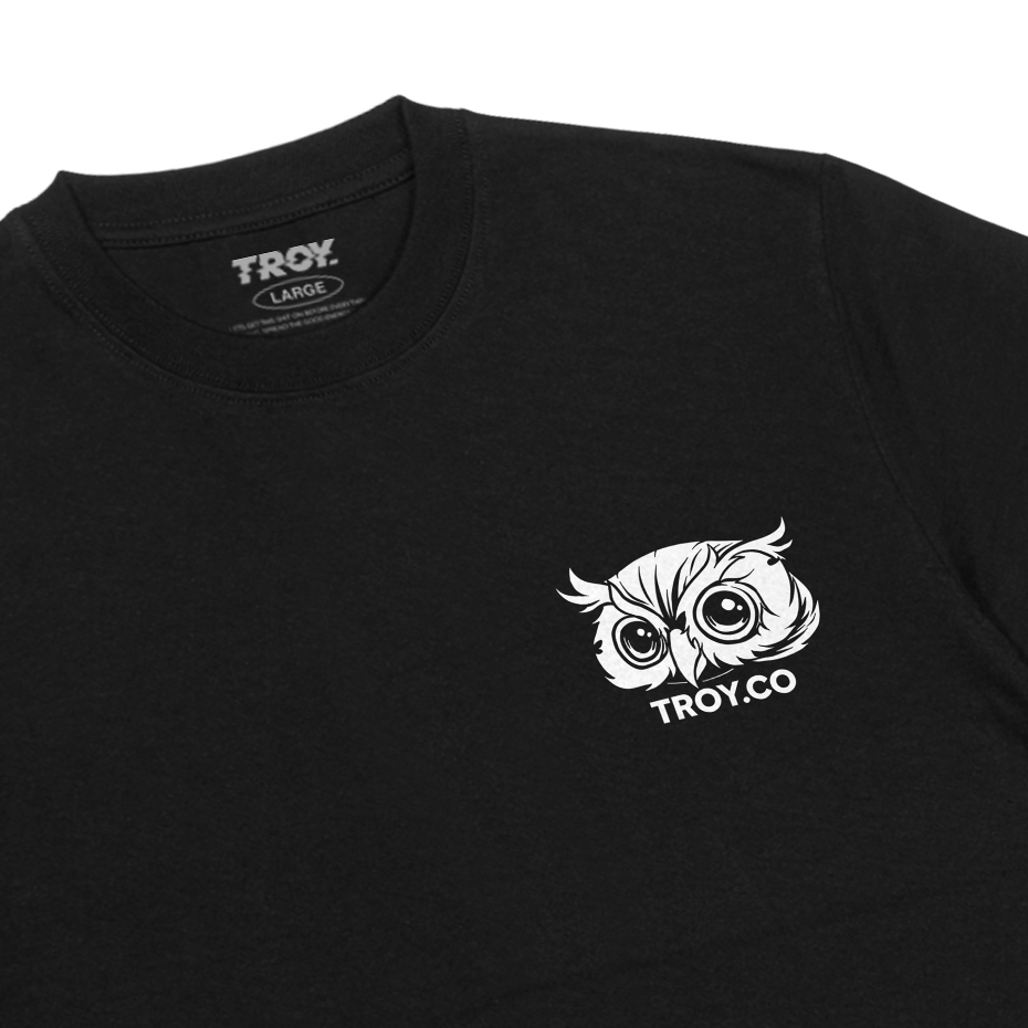 Troy Company Tshirt Black Testa Owl - Kaos Pria Lengan Pendek Hitam MT 2750