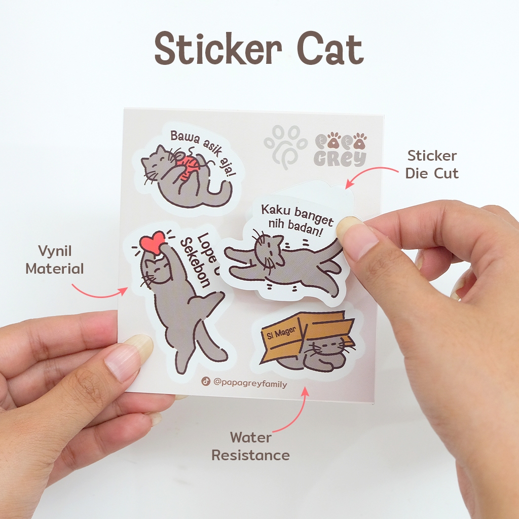 Sticker Lucu Kucing/Sticker Vinyl/Sticker lucu/Sticker Papagrey