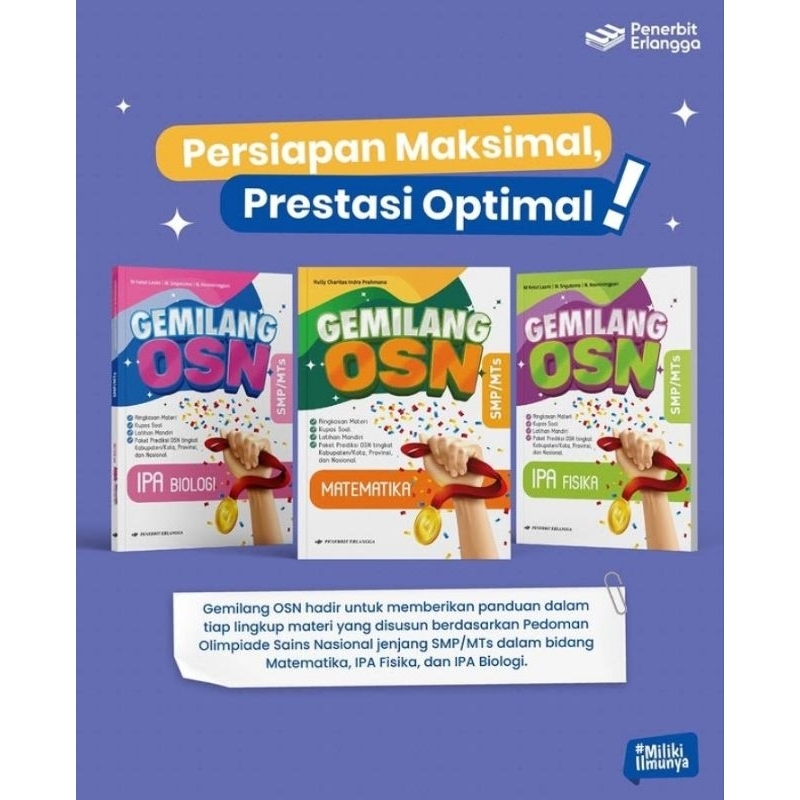 Erlangga - Gemilang OSN SMP / MTs Matematika / Fisika / Biologi / Geografi