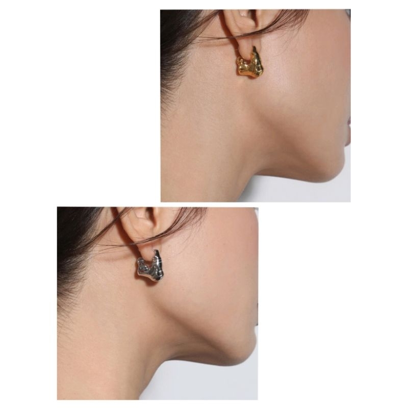 (Neseeka) Austen Hoop Earrings | Anting Fashion Hoops Tebal Gold
