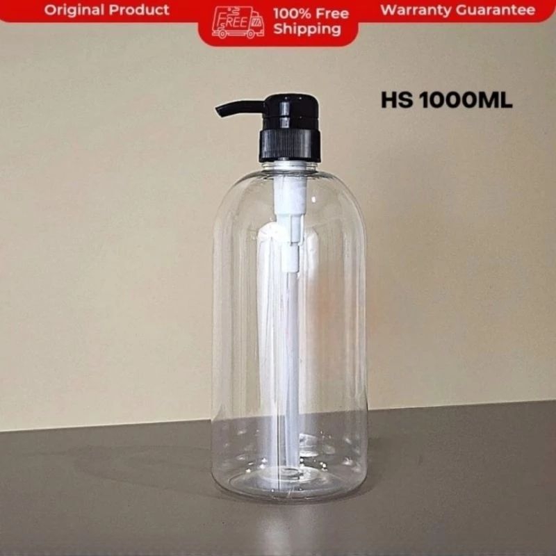 BOTOL PUMP 1000ML PET/BOTOL PUMP SATU LITAR  BOTOL PUMP BENING dan PUTIH SUSU TUTUP PUMP BULAT