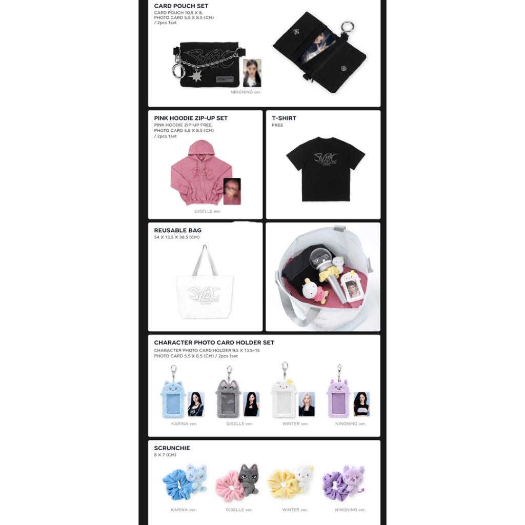 2024-25 aespa LIVE TOUR－SYNK：PARALLEL LINE－ENCORE MD ( Gym Sack Set / Card Pouch Set / Hoodie / T-sh