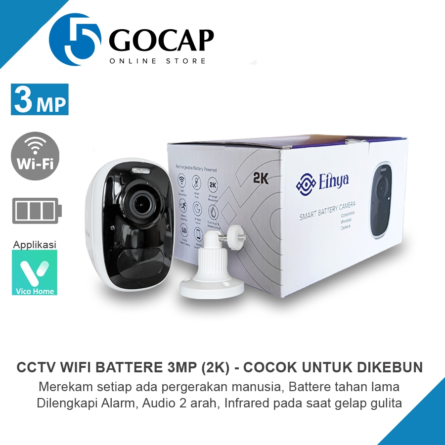 CCTV BATTERE WIFI 3MP EINYA OUTDOOR Bisa Untuk di Kebun - Merekam tanpa wifi**