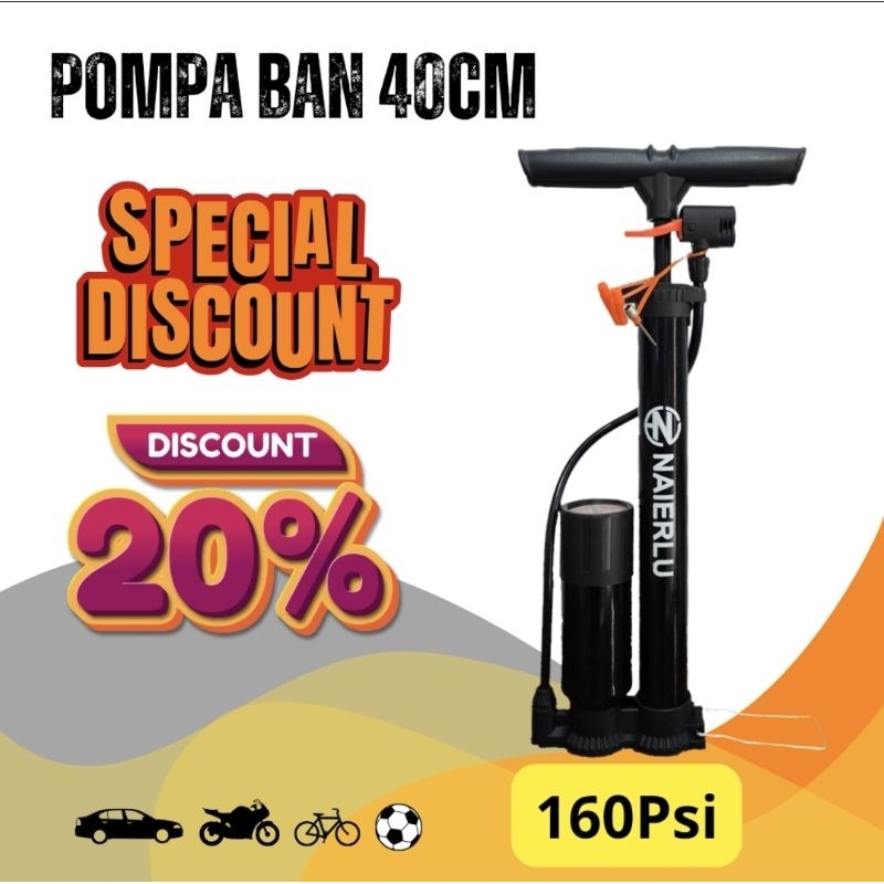 Pompa Ban Pendek 40cm Pompa Angin Multifungsi Pompa Sepeda Pompa Mini Pompa Kecil Pompa Ban Kecil