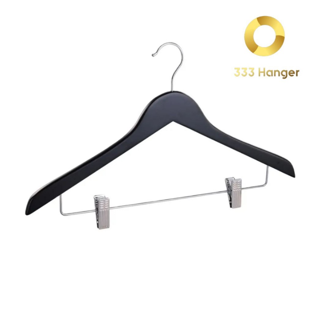 Hanger / Gantungan Baju Kayu Jepit Hitam 1 Pcs