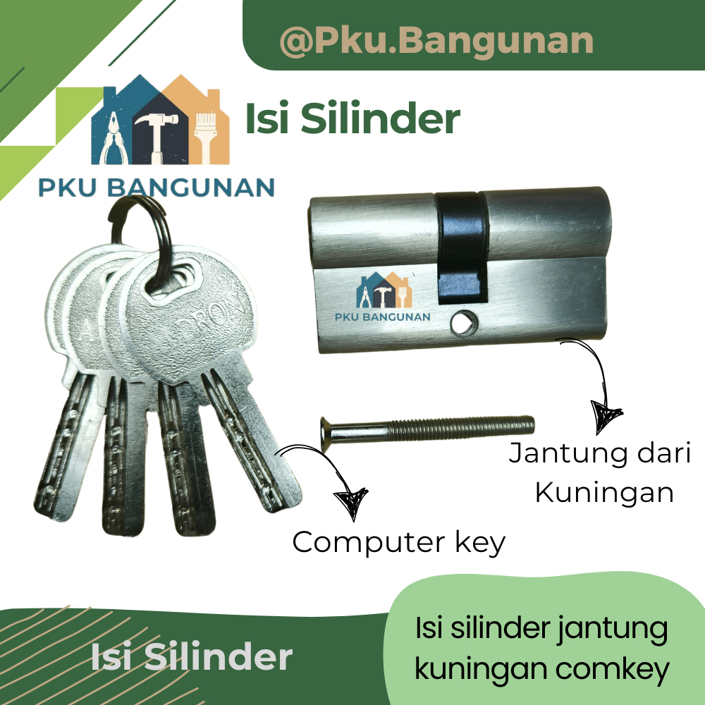 Isi Silinder Kunci Besar / Kunci Silinder / cylinder pintu 60 mm + Computer Key ALDRON