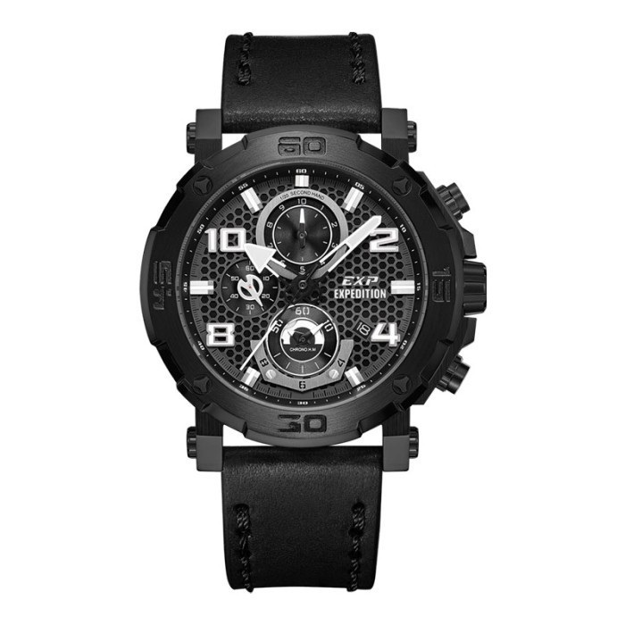Jam Tangan Pria Expedition E 6769 GCLIPBA E 6769 GC LIPBA Black Dial Black Leather Original Resmi