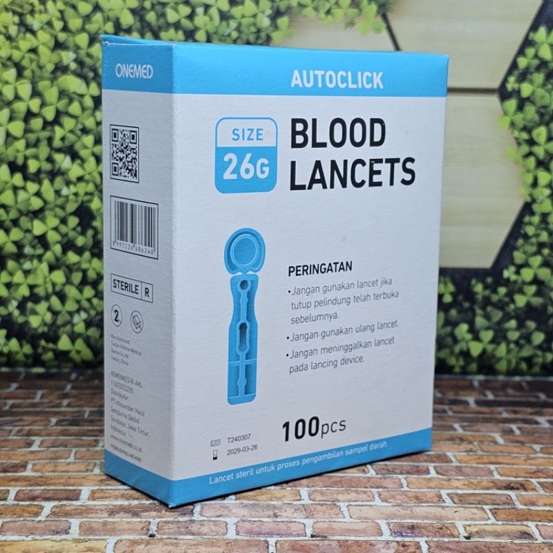 Blood Lancet 26G OneMed 100 Pcs AutoClick Sterile ( Universal )