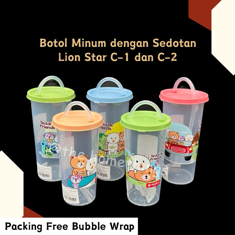 @the.homethings - CUP WITH STRAW LION STAR C-1 280 ML dan C-2 370 ML / GELAS TUTUP SEDOTAN LION STAR