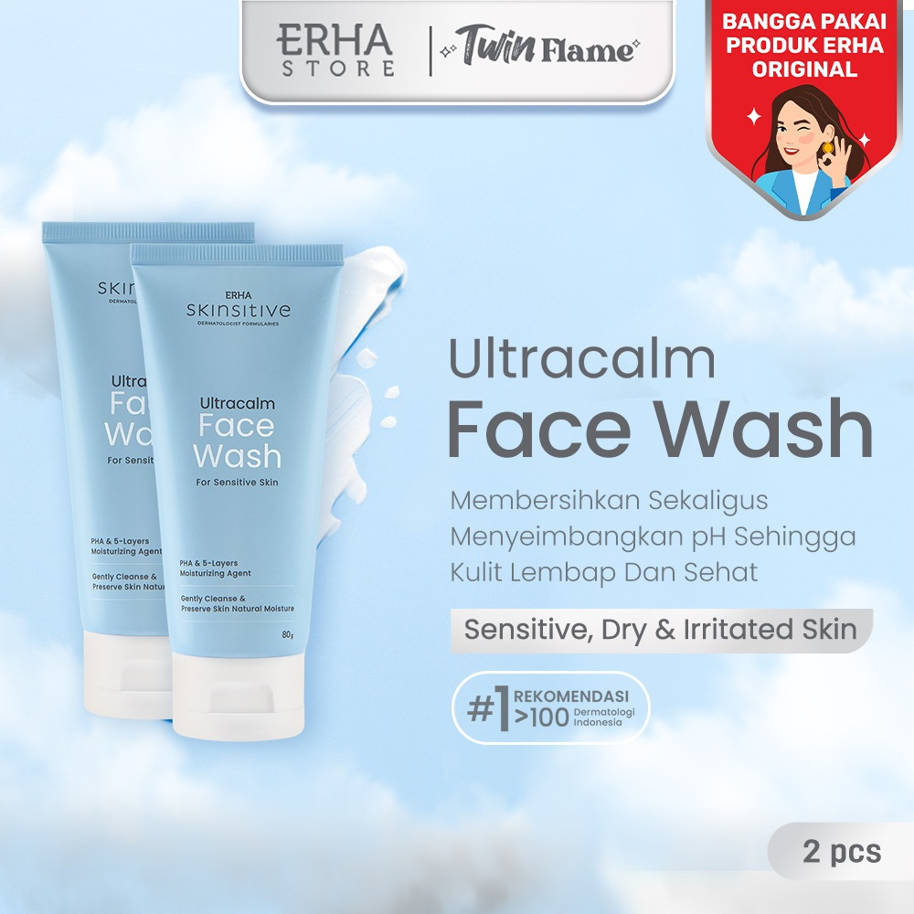 ERHA Twin Flame Skinsitive Facial Wash 80g - Sabun Wajah Sensitif & Aman untuk Semua Jenis Kulit
