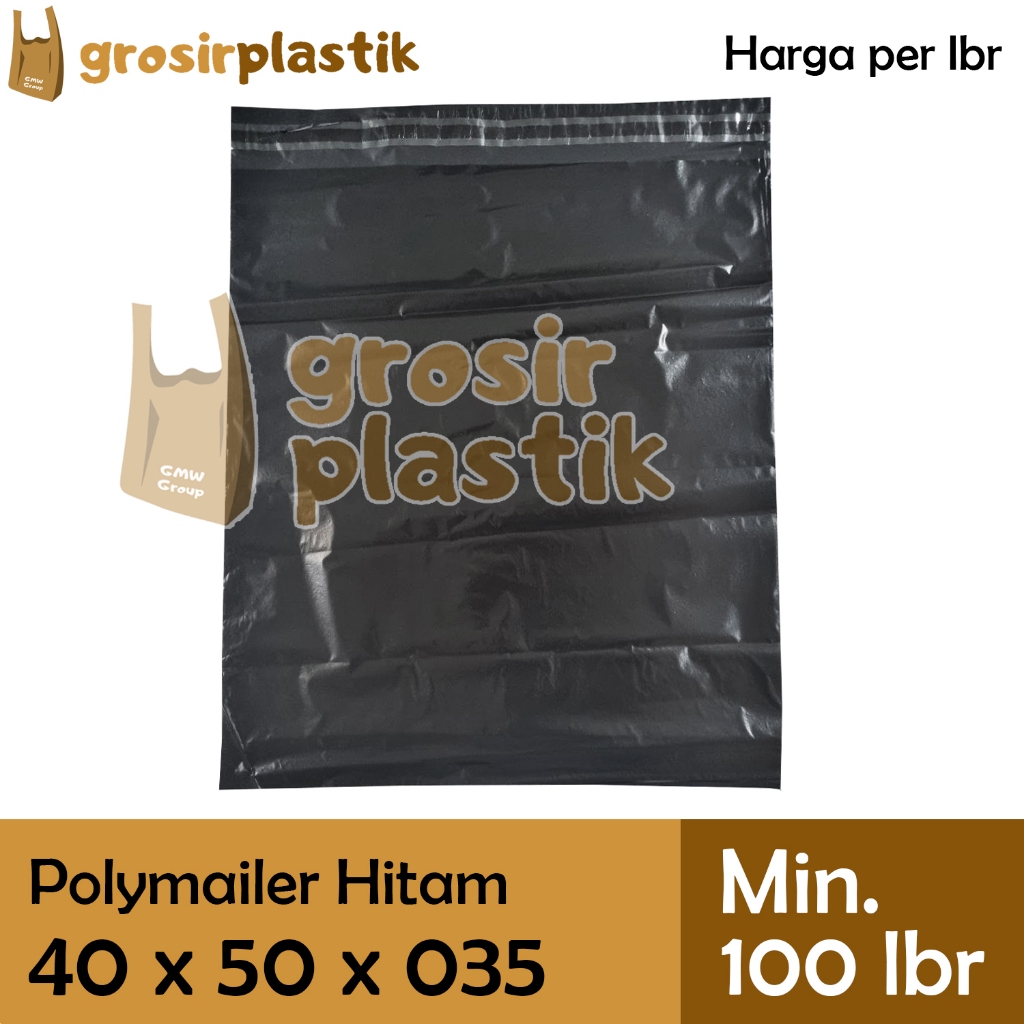 

M138 Kantong Plastik Packing Online Polymailer uk 40x50x035 isi 100 lembar Hitam Doff HDPE - Grosir Kantong Plastik