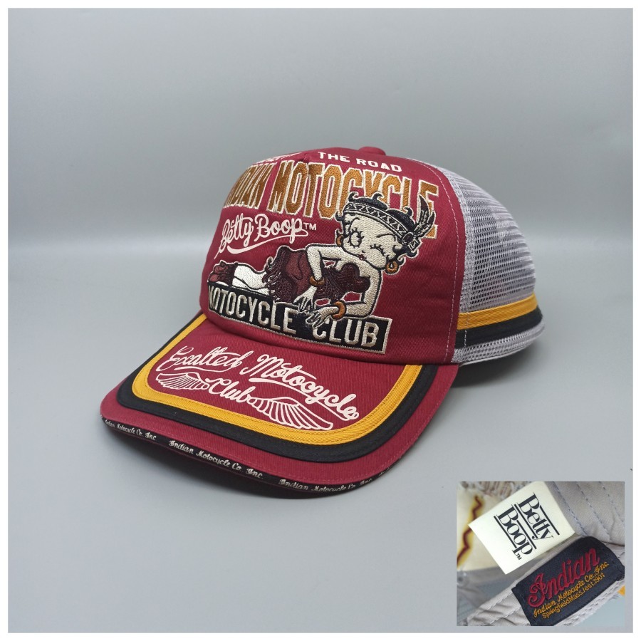 Topi Indian Motorcycle x Betty Boop Trucker Second Original 998