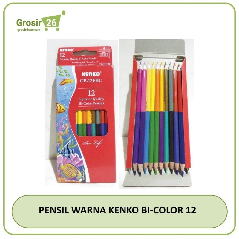 

(1 set) pensil warna mewarnai / coloring pencil / kelir klir kayu bi-color kenko 24 warna cp-12fbc
